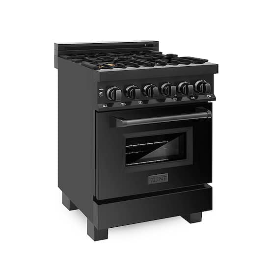 ZLINE Dual Fuel Range with Gas Stove and Electric Oven Black