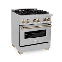 ZLINE - Dual Fuel Range with Gas Stove and Electric Oven in DuraSnow® Stainless Steel with Champagne Bronze Accents - Stainless steel - Front_Zoom