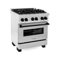 ZLINE - Dual Fuel Range with Gas Stove and Electric Oven in DuraSnow® Stainless Steel with Matte Black Accents - Stainless steel - Front_Zoom