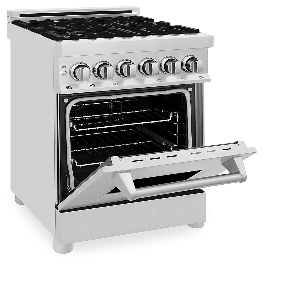 Angle View: ZLINE - 2.8 cu. ft. Dual Fuel Range with Gas Stove and Electric Oven in Fingerprint Resistant Stainless Steel - Stainless Steel