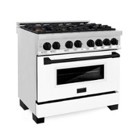 ZLINE - Dual Fuel Range with Gas Stove and Electric Oven in Stainless Steel with White Matte Door and Matte Black Accents - Stainless steel - Front_Zoom