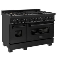 ZLINE - Dual Fuel Range with Gas Stove and Electric Oven in Black Stainless Steel with Brass Burners - Multicolor - Front_Zoom