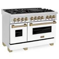 ZLINE - Dual Fuel Range with Gas Stove and Electric Oven in Stainless Steel with White Matte Door and Champagne Bronze Accents - Multicolor - Front_Zoom