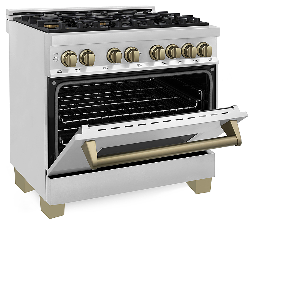 ZLINE 48 Autograph Edition Kitchen Package with Stainless Steel Dual Fuel Range, Range Hood, Dishwasher and Refrigeration with Gold Accents