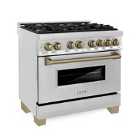 ZLINE - Dual Fuel Range with Gas Stove and Electric Oven in Stainless Steel with Champagne Bronze Accents - Stainless steel - Front_Zoom