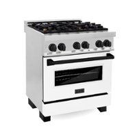 ZLINE - Dual Fuel Range with Gas Stove and Electric Oven in Stainless Steel with White Matte Door and Matte Black Accents - Stainless steel - Front_Zoom