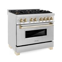 ZLINE - Dual Fuel Range with Gas Stove and Electric Oven - Stainless Steel with Gold Accents - Front_Zoom