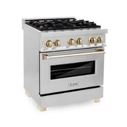ZLINE - Dual Fuel Range with Gas Stove and Electric Oven in Stainless Steel with Gold Accents - Stainless steel - Front_Zoom