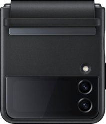 Samsung - Leather Cover for Galaxy Z Flip4 - Black - Front_Zoom