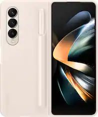 Front. Samsung - Standing Cover with S Pen for Galaxy Z Fold4 - Sand.