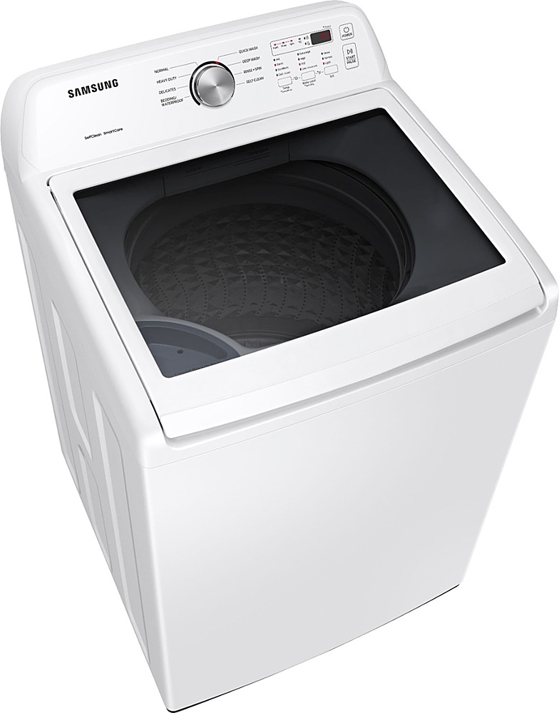 Angle View: Samsung - Geek Squad Certified Refurbished 4.5 Cu. Ft. High Efficiency Top Load Washer with Vibration Reduction Technology+ - White