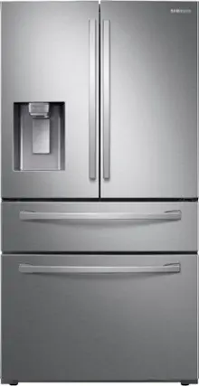 Front. Samsung - OBX 28  cu. ft. 4-Door French Door Refrigerator with FlexZone Drawer - Stainless Steel.