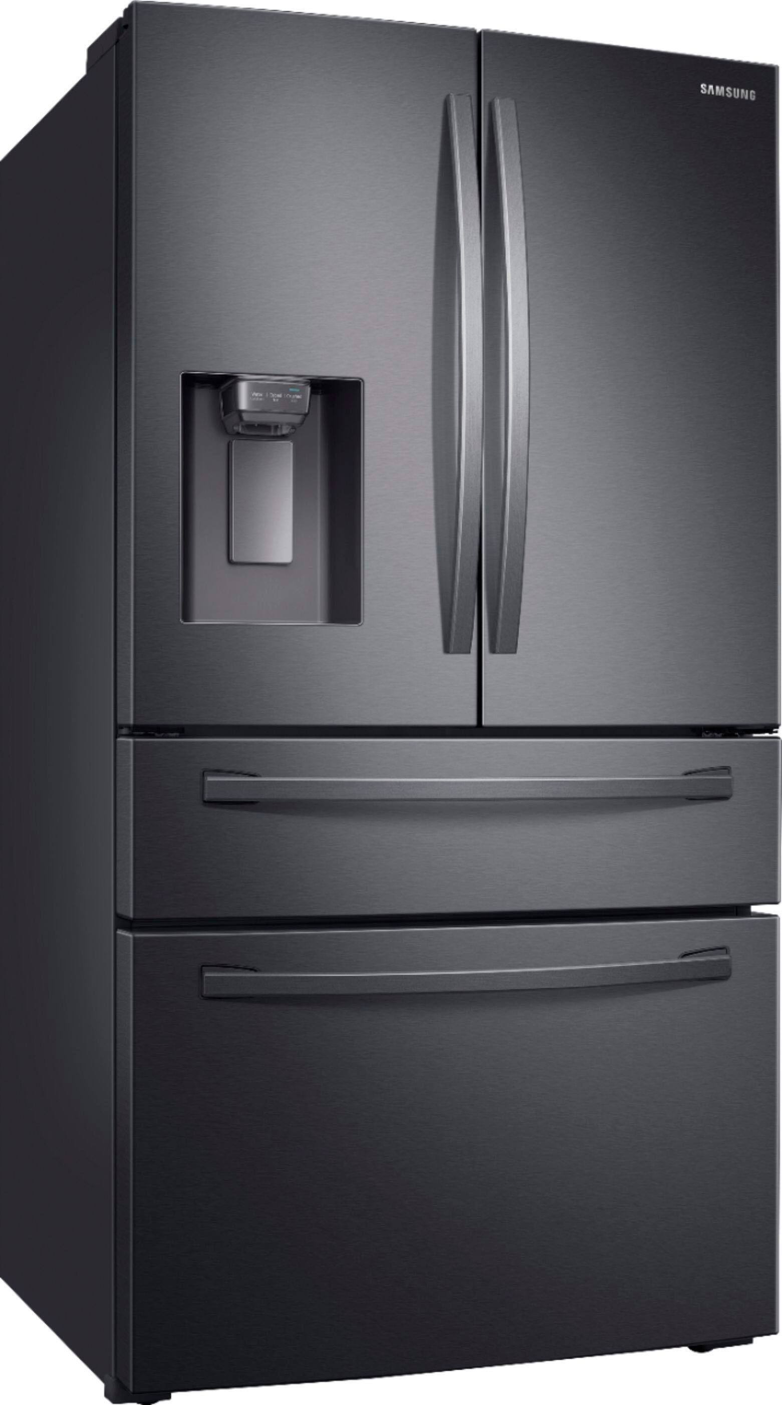 Angle View: Samsung - Geek Squad Certified Refurbished Bespoke 30 cu. ft. 3-Door French Door Refrigerator with Beverage Center - Stainless steel