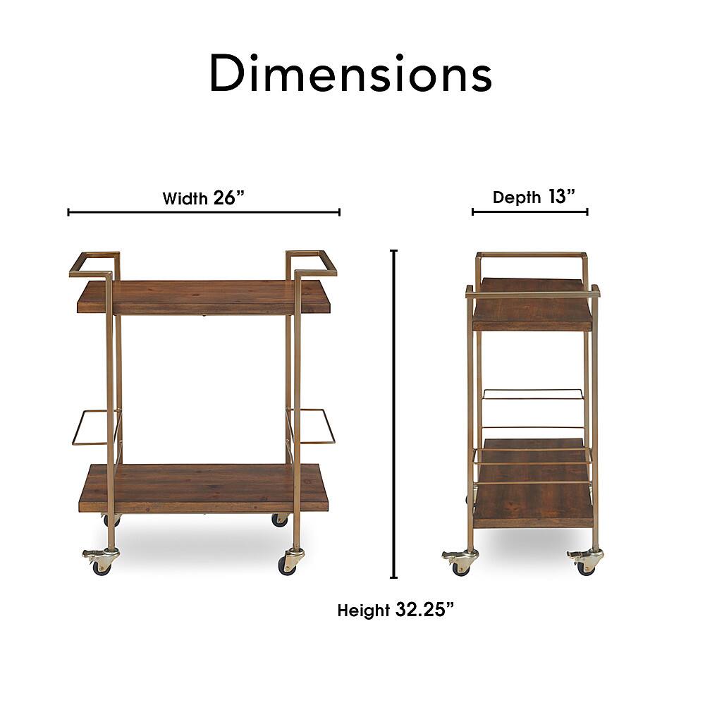 Left View: Finch - Maxwell Bar Cart - Gold