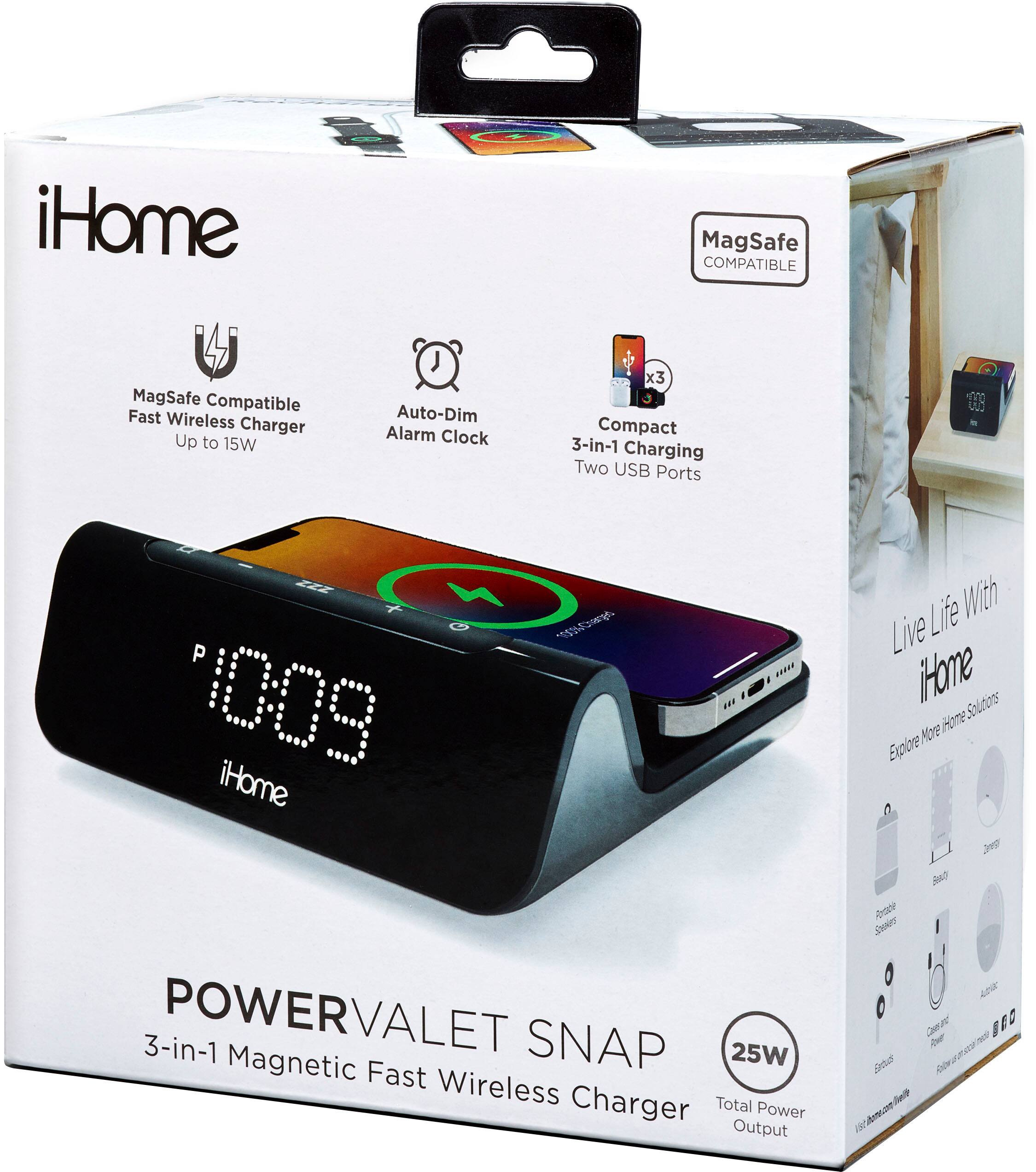 Alt View 20. iHome - POWERVALET PRO 3 in 1 Magnetic Fast Wireless Charger - Black.