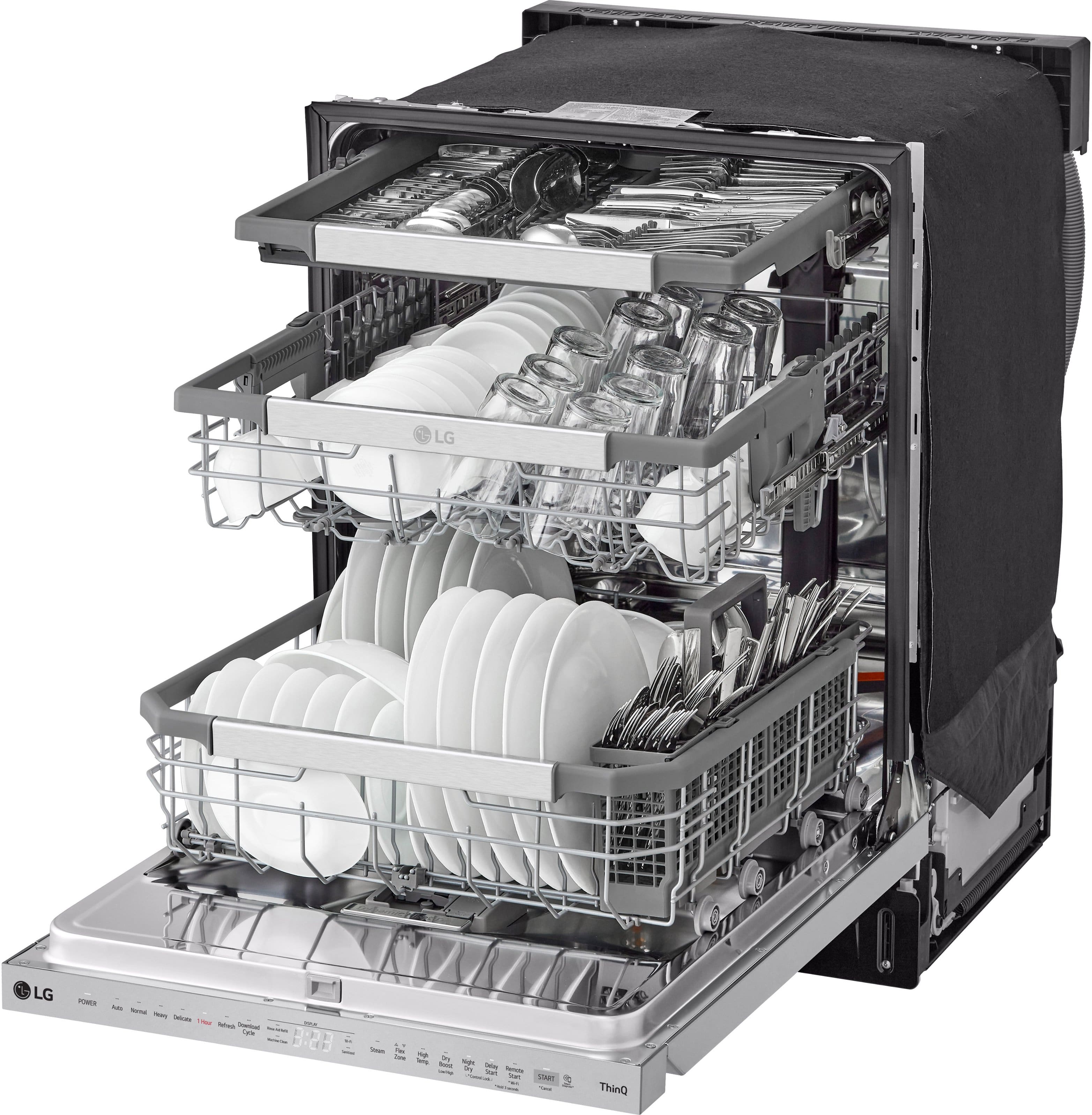 Alt View 17. LG - 24" Top Control Smart Built-In Stainless Steel Tub Dishwasher with 3rd Rack, QuadWash Pro and 42dba - PrintProof Stainless steel.