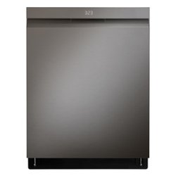 LG - 24" Top Control Smart Built-In Stainless Steel Tub Dishwasher with 3rd Rack, QuadWash Pro and 42dba - Black Stainless Steel - Front_Zoom
