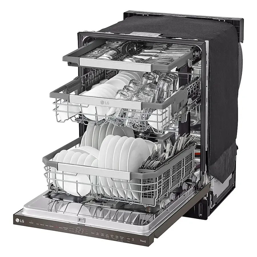 Alt View 22. LG - 24" Top Control Smart Built-In Stainless Steel Tub Dishwasher with 3rd Rack, QuadWash Pro and 42dba - PrintProof Black Stainless steel.