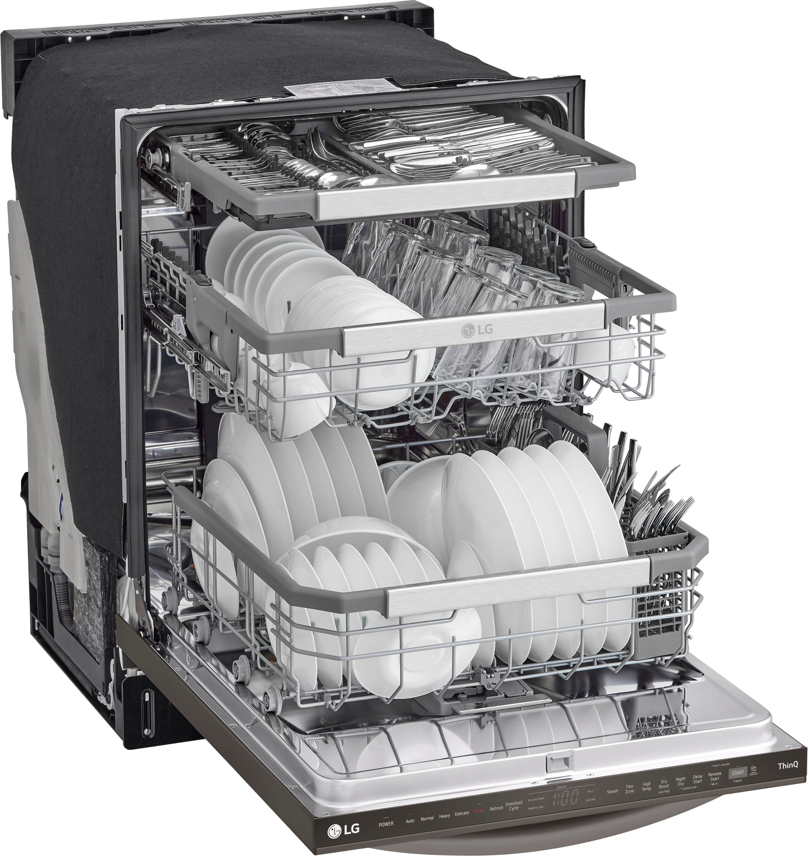 Alt View 14. LG - 24" Top Control Smart Built-In Stainless Steel Tub Dishwasher with 3rd Rack, QuadWash Pro and 42dba - PrintProof Black Stainless.