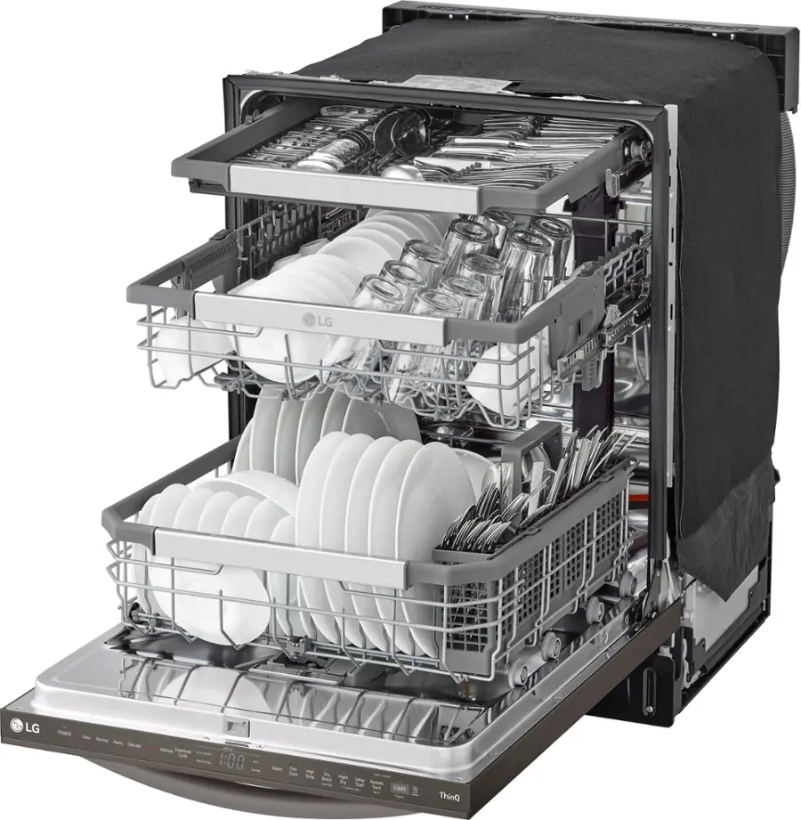 Alt View 16. LG - 24" Top Control Smart Built-In Stainless Steel Tub Dishwasher with 3rd Rack, QuadWash Pro and 42dba - PrintProof Black Stainless.