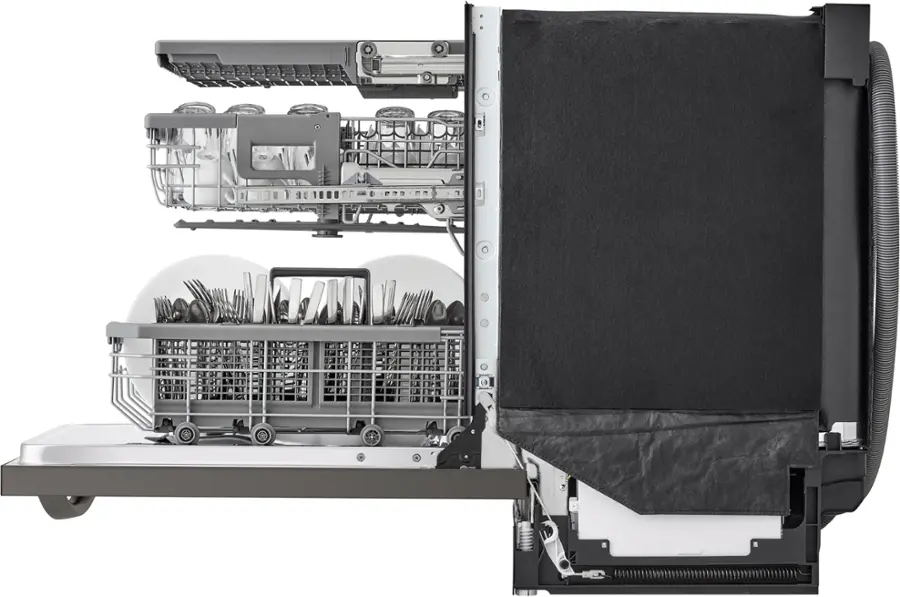 Alt View 24. LG - 24" Top Control Smart Built-In Stainless Steel Tub Dishwasher with 3rd Rack, QuadWash Pro and 42dba - PrintProof Black Stainless.