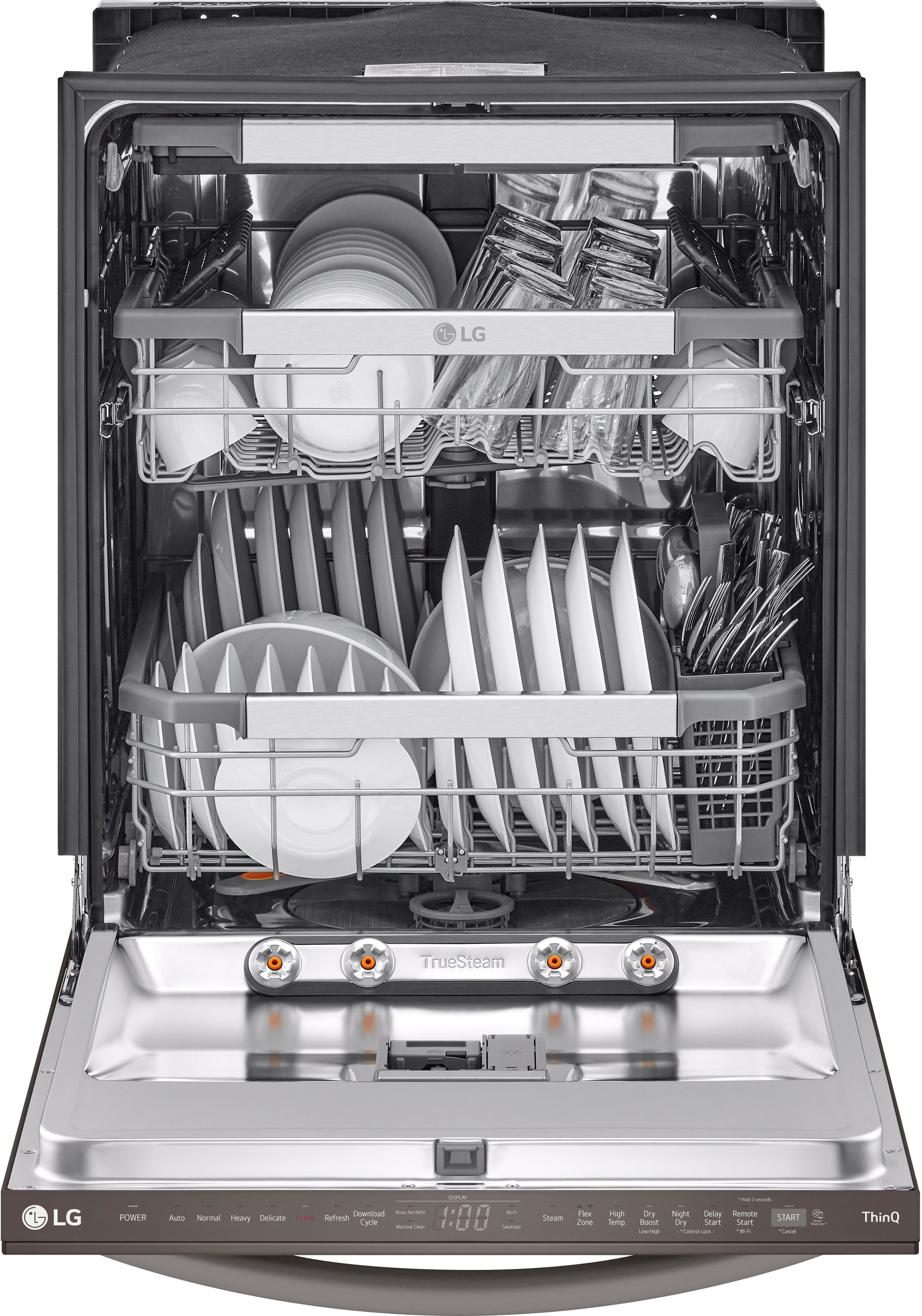 LG 24 Built-In Bar Handle Dishwasher with 3rd Rack in Print Proof Black  Stainless Steel