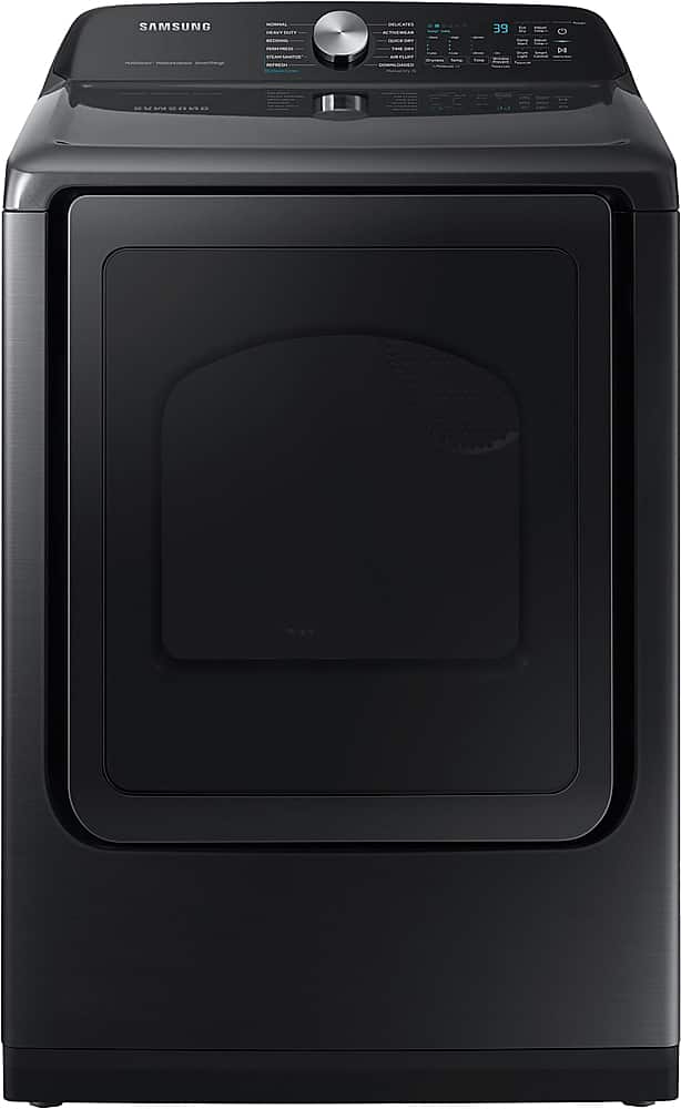 Front. Samsung - OBX 7.4 cu. ft. Smart Electric Dryer with Steam Sanitize+ - Brushed Black.
