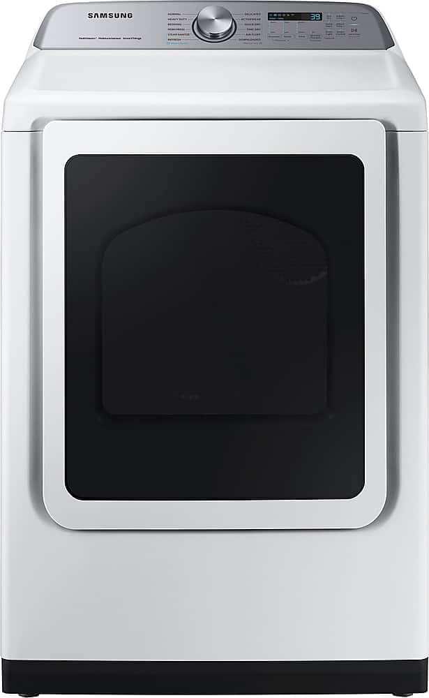 Front. Samsung - OBX 7.4 cu. ft. Smart Electric Dryer with Steam Sanitize+ - White.