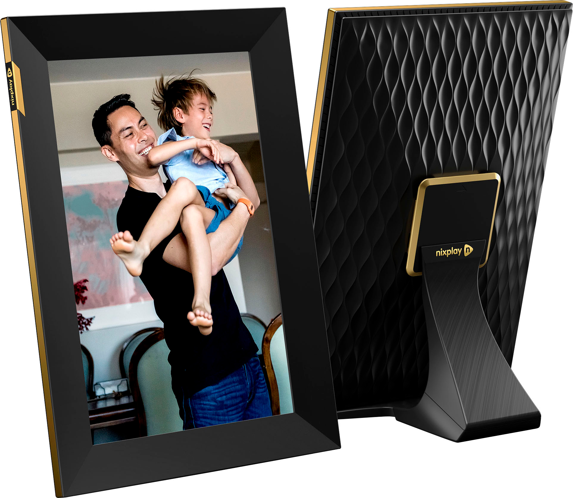 Angle View: Nixplay - W10K Touch 10.1-inch LCD Smart Digital Photo Frame - Black/Gold