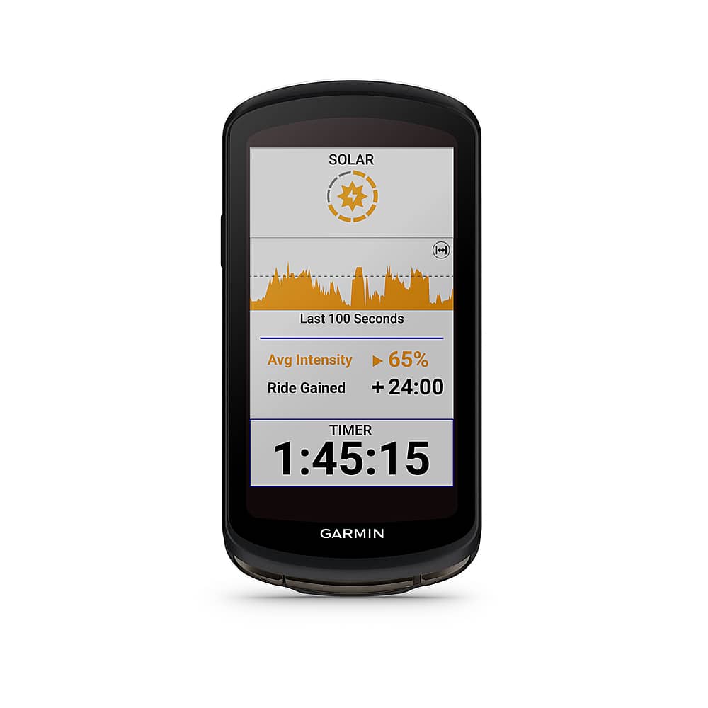 Garmin - Edge 1040 Solar 3.5" Bike GPS with Built-In Bluetooth - Black - Front_Zoom