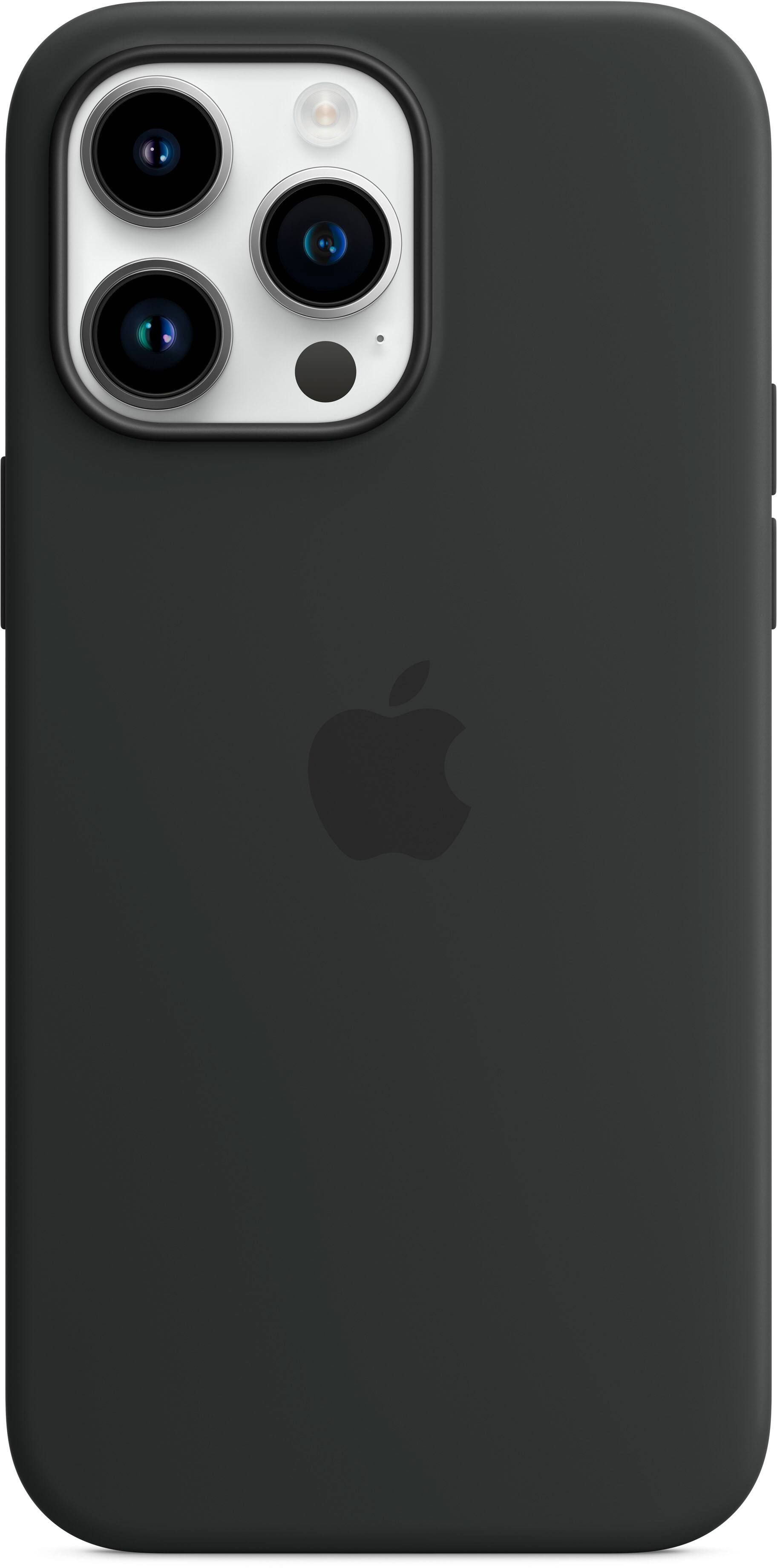 Left. Apple - iPhone 14 Pro Max Silicone Case with MagSafe - Midnight.