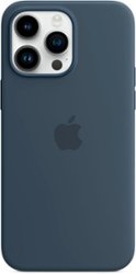 Apple - iPhone 14 Pro Max Silicone Case with MagSafe - Storm Blue - Left_Zoom