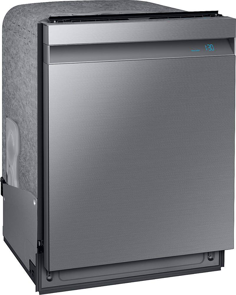 Angle View: Samsung - Geek Squad Certified Refurbished Linear Wash 24" Top Control Built-In Dishwasher with AutoRelease Dry, 39 dBA - Stainless steel