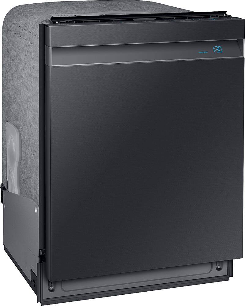 Angle View: Samsung - Geek Squad Certified Refurbished Linear Wash 24" Top Control Built-In Dishwasher with AutoRelease Dry, 39 dBA - Black stainless steel