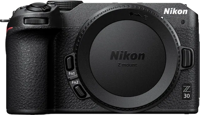 Front. Nikon - Z 30 4K Video Mirrorless Camera (Body Only) - Black.