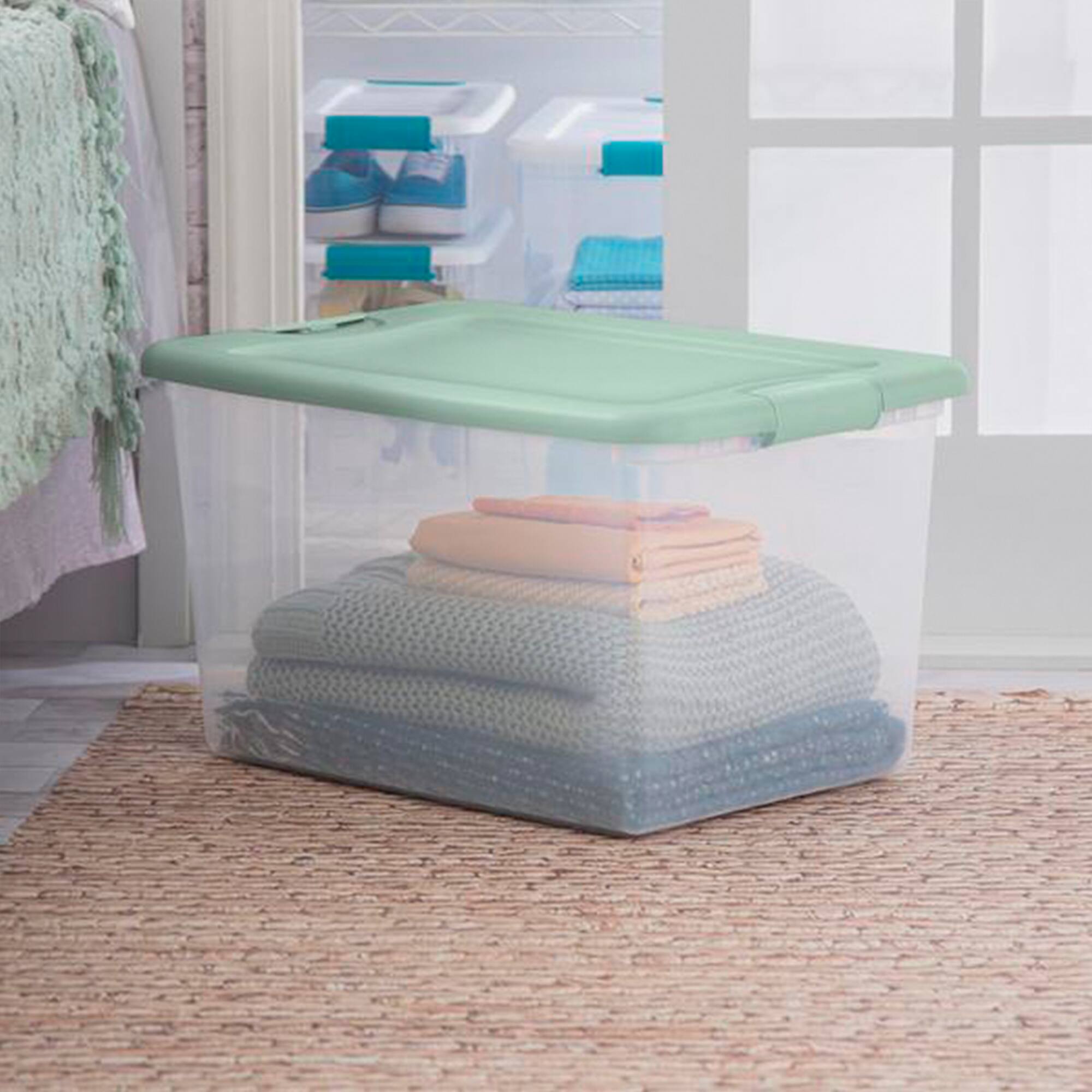 Alt View 2. Sterilite - Sterilite 6 Pack 64 Qt Latching Box, Plastic Storage Bin with Lid, Mindful Mint - Mindful Mint.