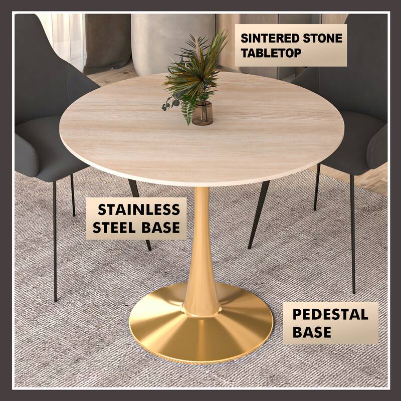 Sintered Stone Tabletop  
Stainless Steel Base  
Pedestal Base
