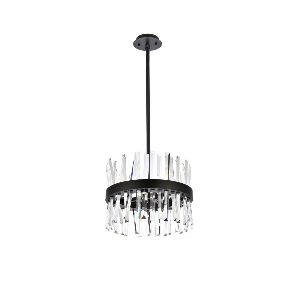 Back. Elegant Lighting - Serephina 16 inch crystal round pendant light in black - Black.