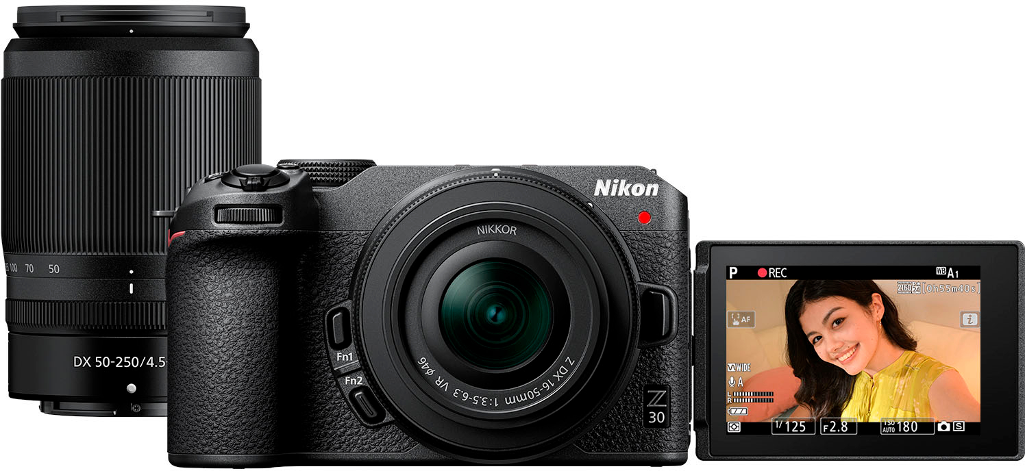 Verbazing Verkleuren Aanleg Nikon Z 30 4K Mirrorless Camera 2-Lens Kit with NIKKOR Z DX 16-50mm  f/3.5-6.3 VR and NIKKOR Z DX 50-250mm f/4.5-6.3 VR Lenses Black 1743 - Best  Buy