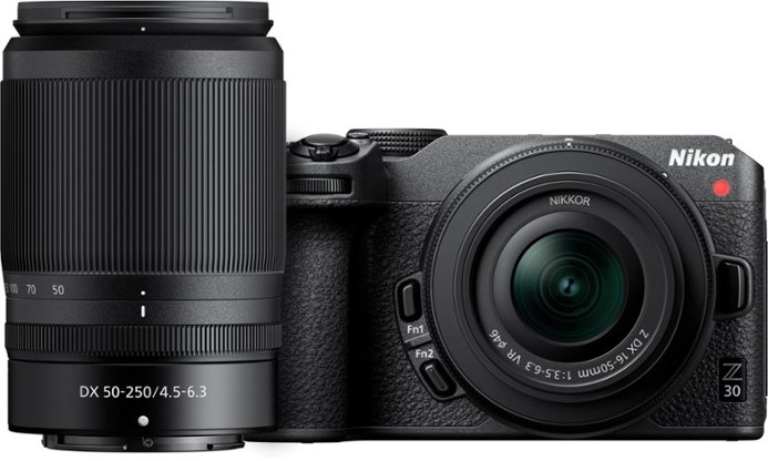Nikon - Z 30 4K Mirrorless Camera 2-Lens Kit w/ NIKKOR Z DX 16-50mm f/3.5-6.3 VR and NIKKOR Z DX 50-250mm f/4.5-6.3 VR Lenses - Black