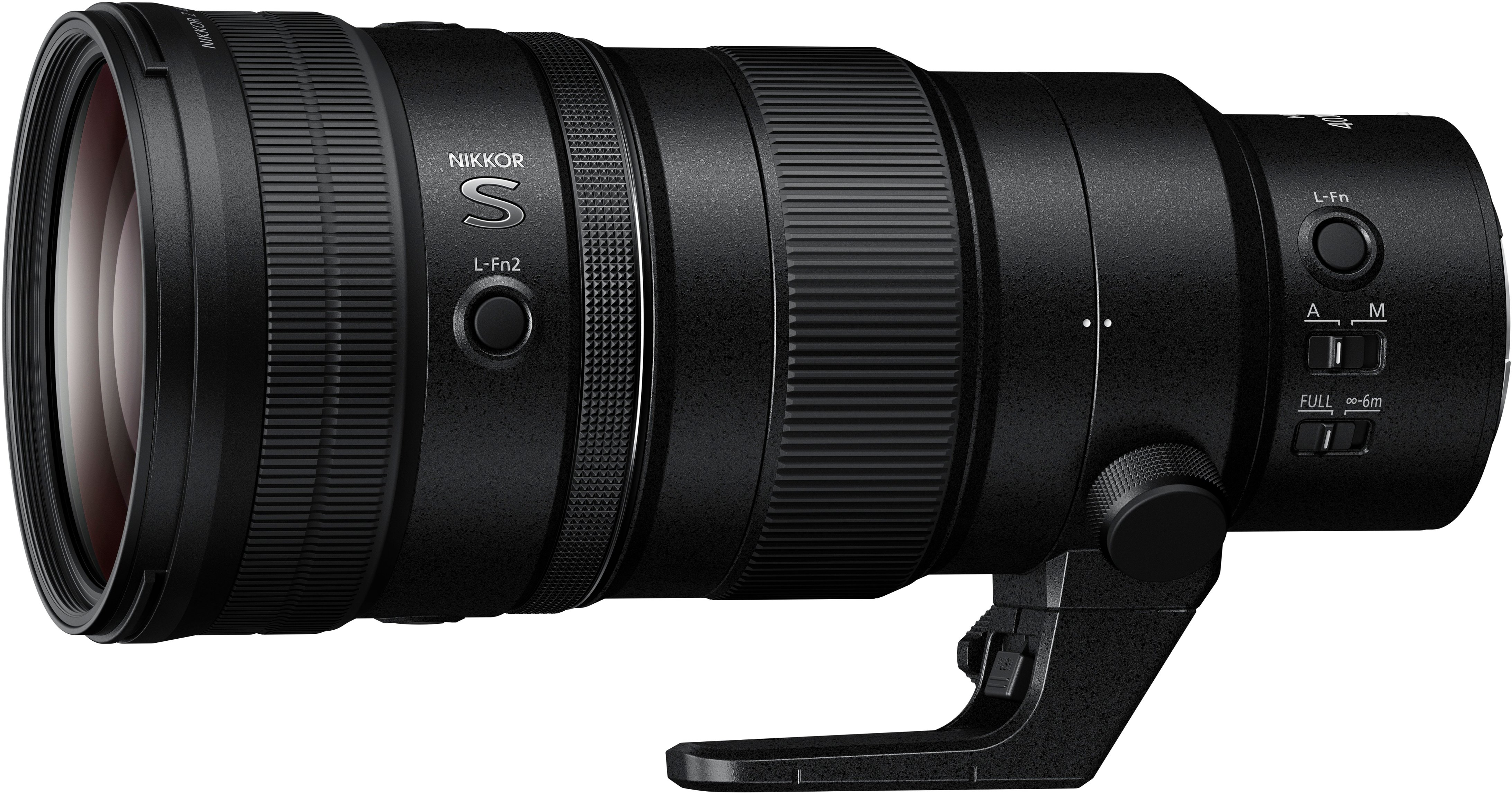 Angle View: NIKKOR Z 400mm f/4.5 VR S Super-Telephoto Prime Lens for Nikon Z Mount Cameras - Black