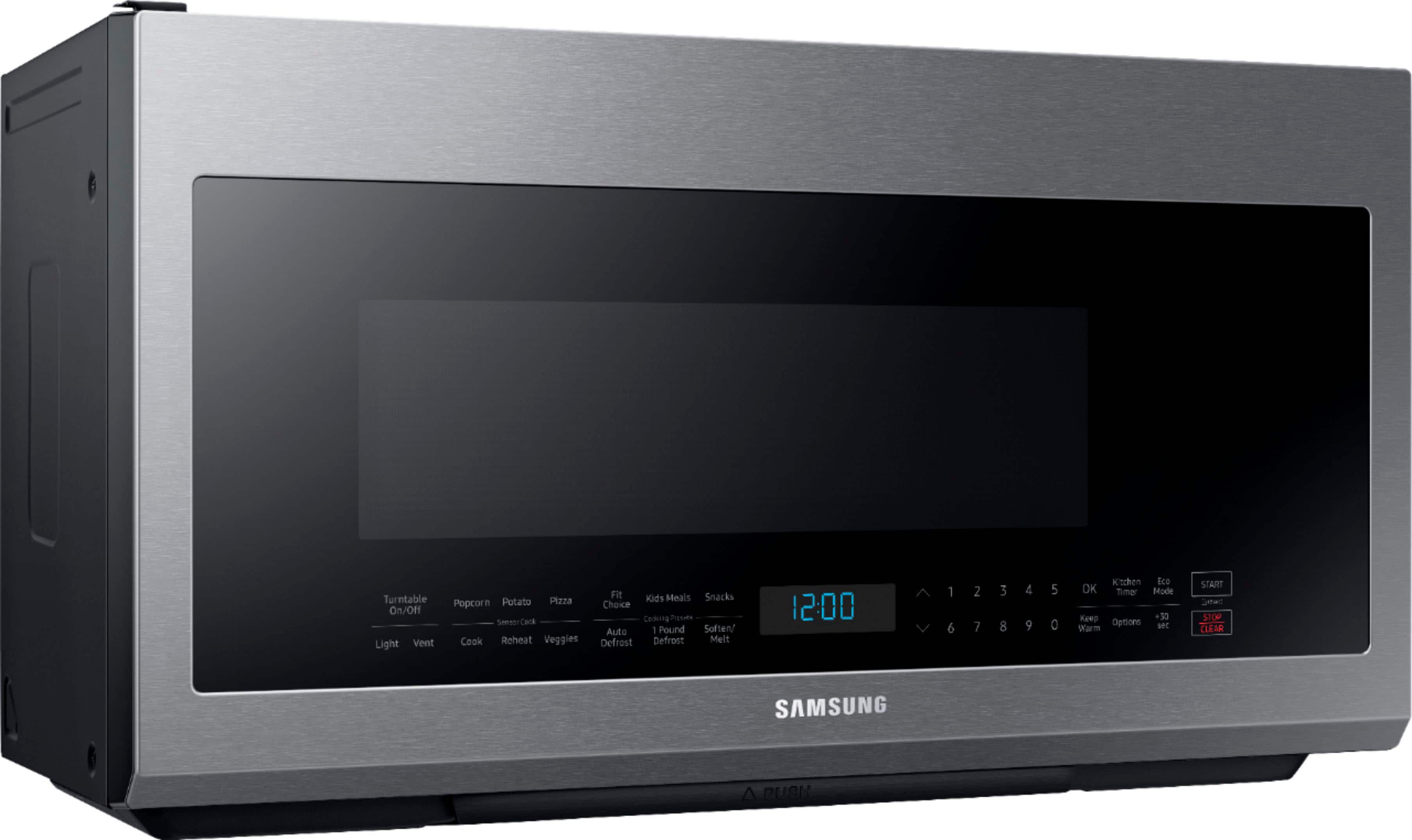 Angle View: Samsung - Geek Squad Certified Refurbished 2.1 Cu. Ft. Over-the-Range Microwave with Sensor Cook - Stainless steel