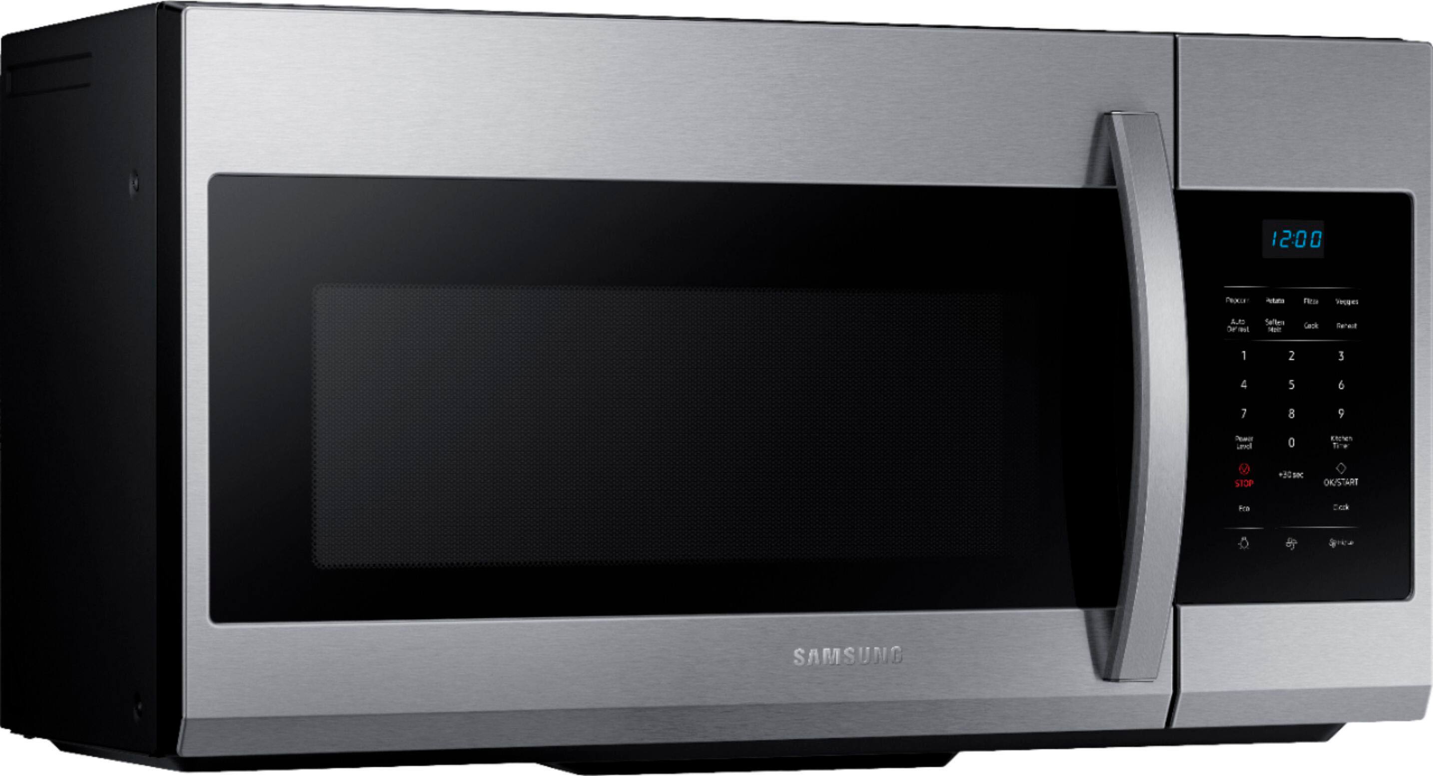 Angle View: Samsung - Geek Squad Certified Refurbished 1.7 Cu. Ft. Over-the-Range Microwave - Stainless steel