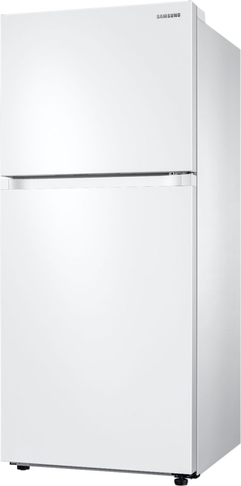 Left View: Samsung - Geek Squad Certified Refurbished 17.6 Cu. Ft. Top-Freezer Refrigerator - White
