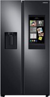 Samsung - Geek Squad Certified Refurbished 21.5 Cu. Ft. Side-by-Side Counter-Depth Refrigerator with 21.5" Touchscreen Family Hub - Black stainless steel - Front_Zoom