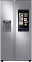 Samsung - Geek Squad Certified Refurbished 21.5 Cu. Ft. Side-by-Side Counter-Depth Refrigerator with 21.5" Touchscreen Family Hub - Stainless steel - Front_Zoom