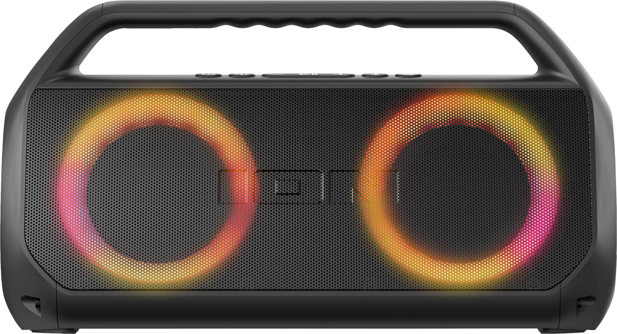 Front. ION Audio - Uber Boom Ultra Water Resistant Bluetooth Stereo Boombox with Lights - Black.