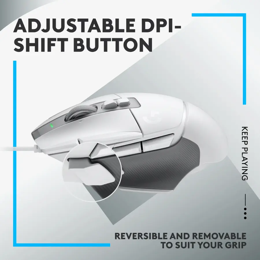 Adjustable DPI-Shift Button: Keep Playing with Reversible and Removable Features to Suit Your Grip.