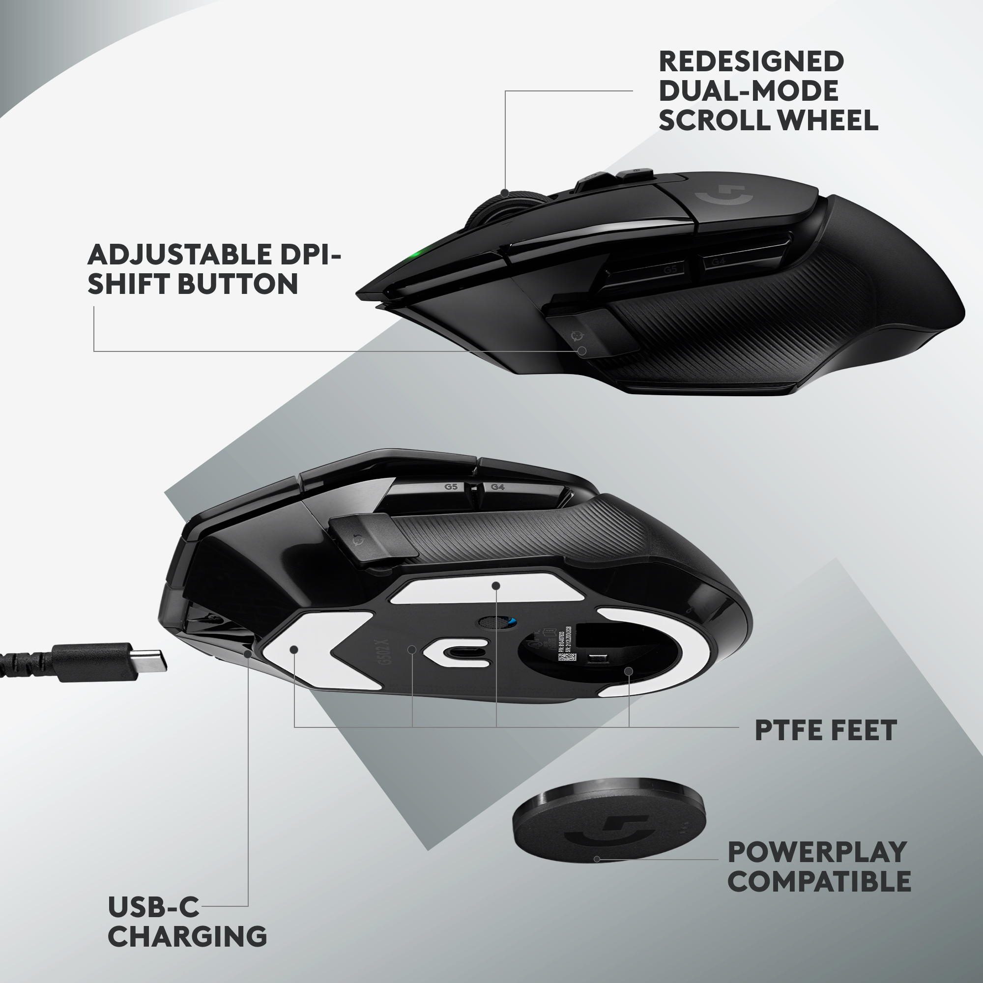 Logitech G502 X Wired Gaming Mouse - LIGHTFORCE hybrid optical-mechanical  primary switches, HERO 25K gaming sensor, compatible with PC -  macOS/Windows
