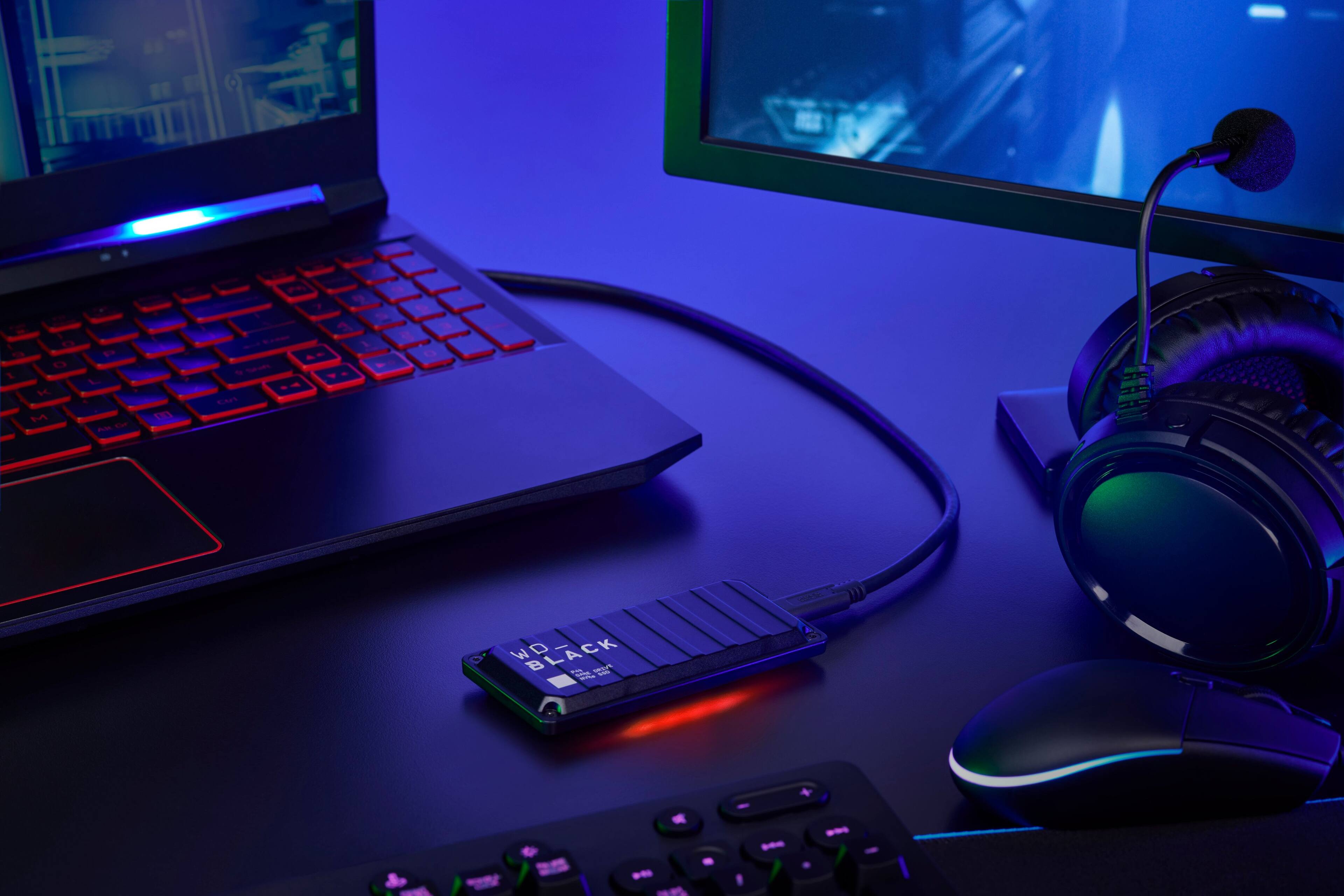 Alt View 17. WD - BLACK P40 Game Drive for PC, PS4, PS5 and Xbox 2TB External USB 3.2 Gen 2x2 Portable SSD - Black.